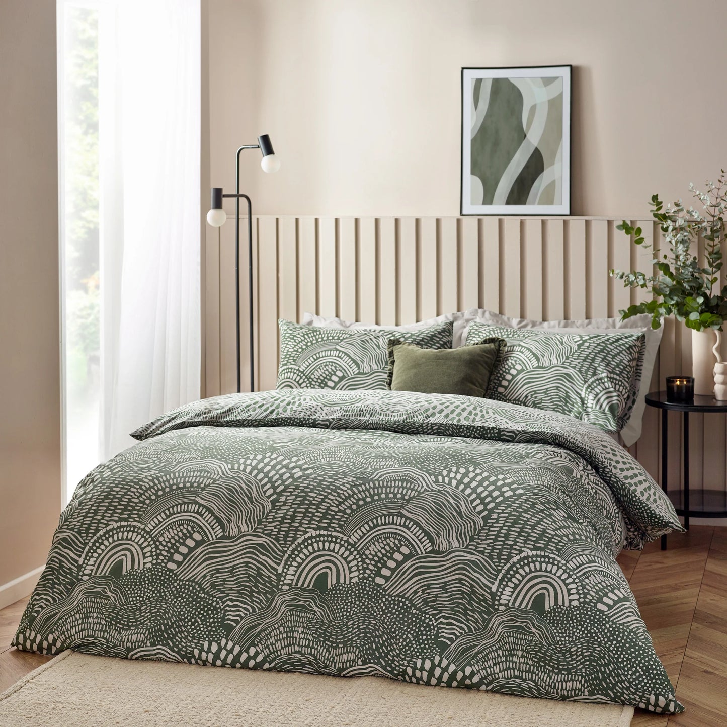 HÖEM Nola Abstract Duvet Cover Set Olive