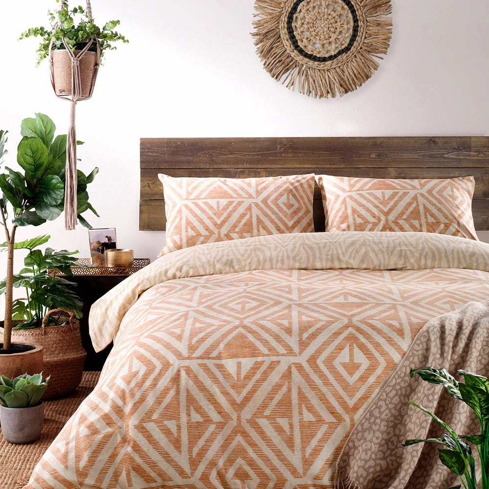 Furn Tanza Global Geometric Duvet Cover Set Terracotta