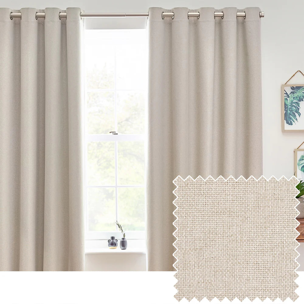 Furn Dawn Textured Blackout Eyelet Curtains Linen