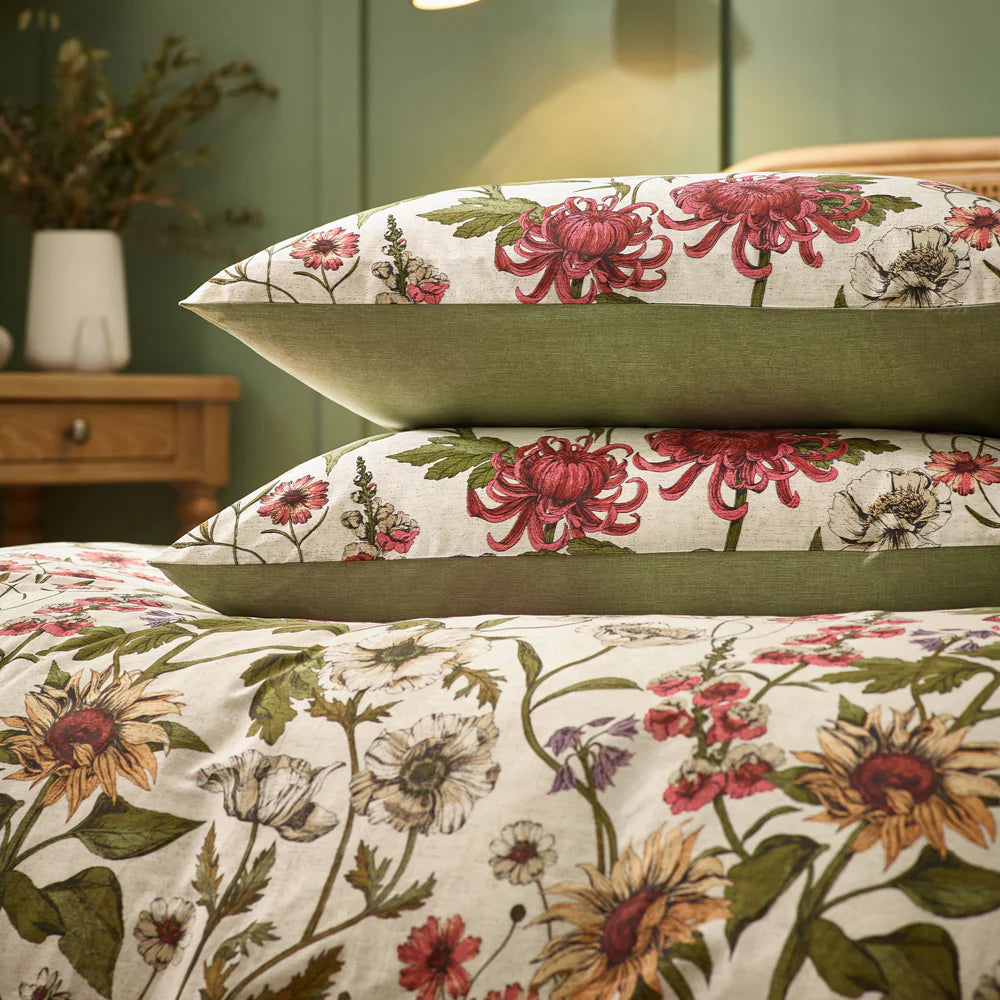 Wylder Nature Wallflower Botanical Duvet Cover Set Celadon Natural