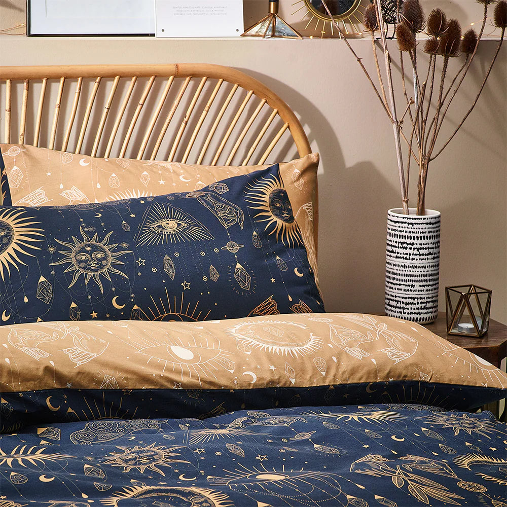 Furn Constellation Celestial Duvet Cover Set Gold Navy
