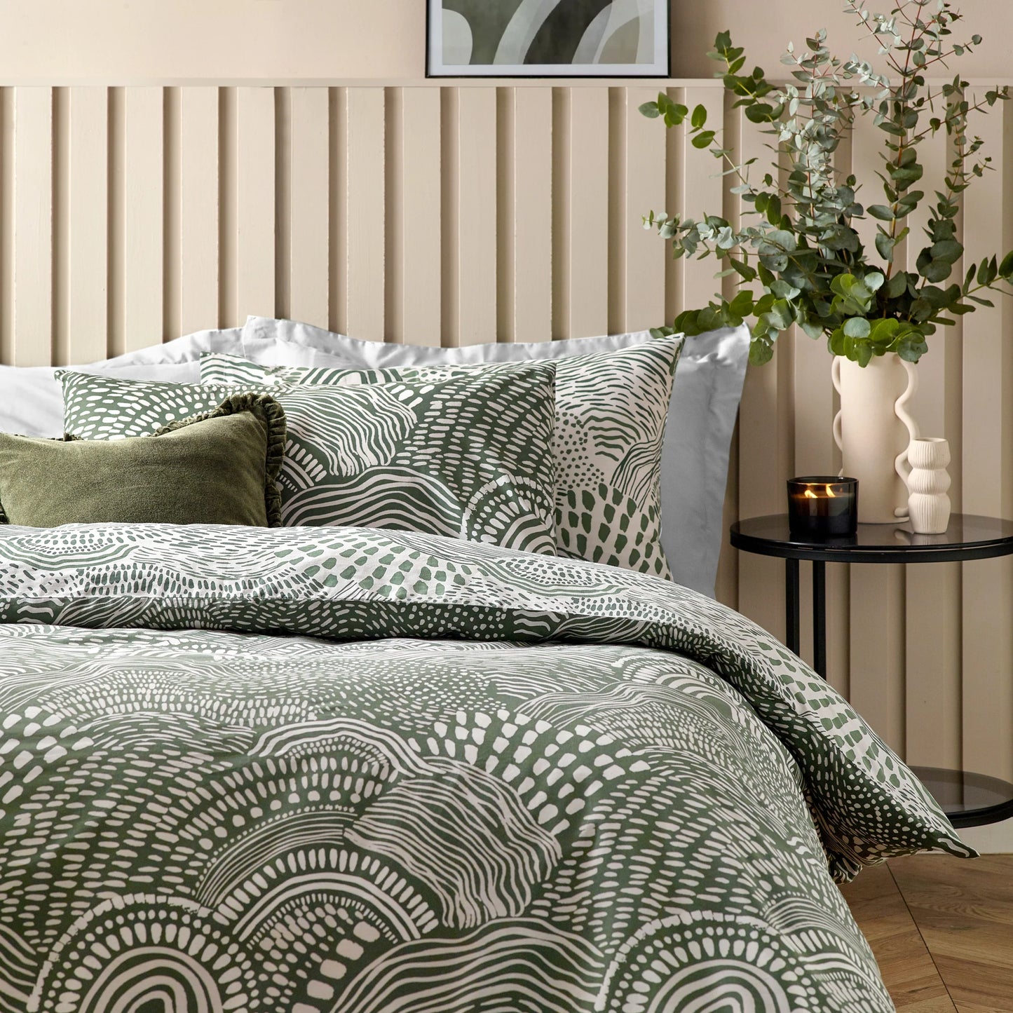 HÖEM Nola Abstract Duvet Cover Set Olive