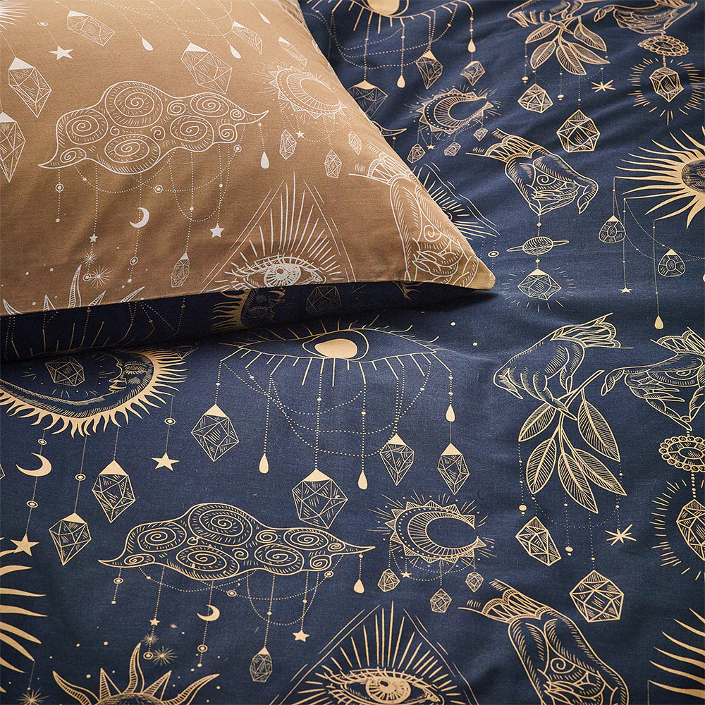 Furn Constellation Celestial Duvet Cover Set Gold Navy
