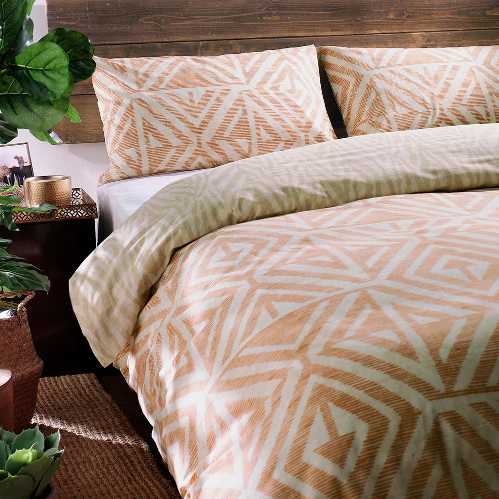 Furn Tanza Global Geometric Duvet Cover Set Terracotta