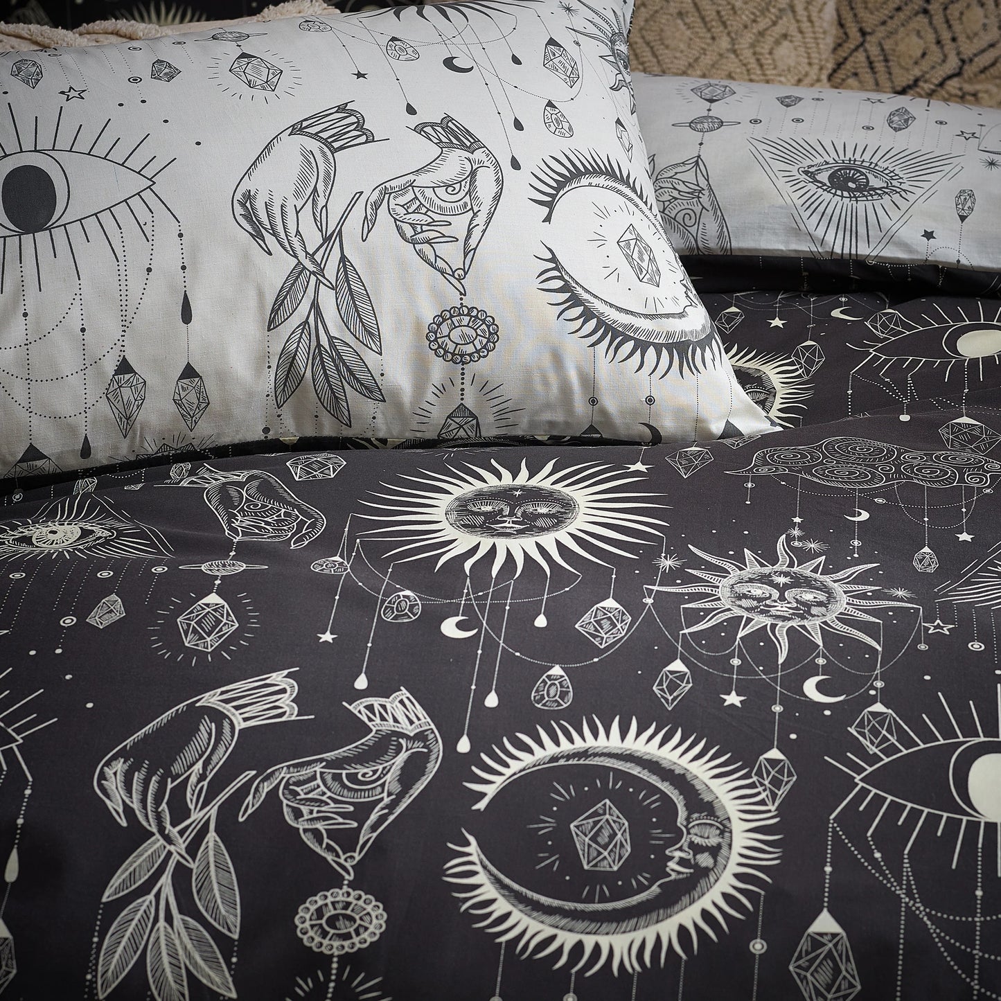 Furn Constellation Celestial Duvet Cover Set Charcoal Cream