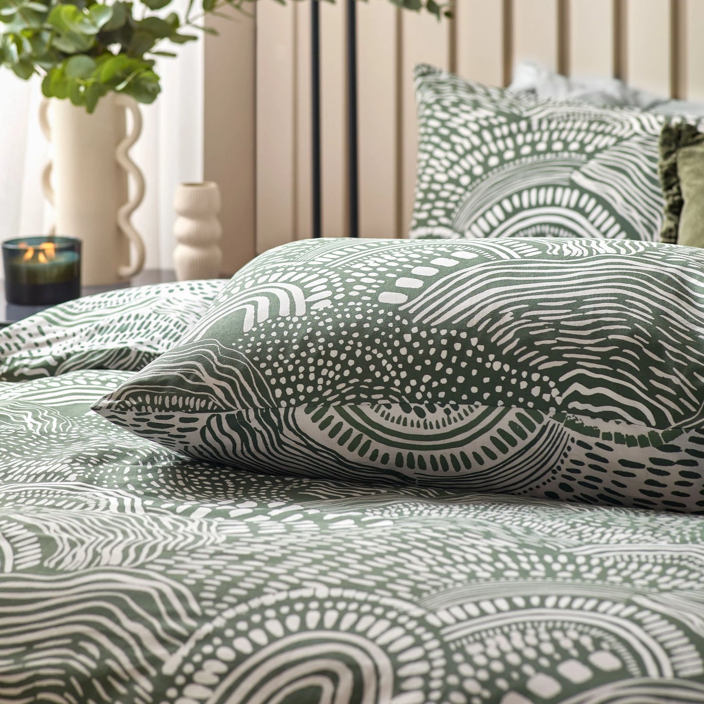 HÖEM Nola Abstract Duvet Cover Set Olive
