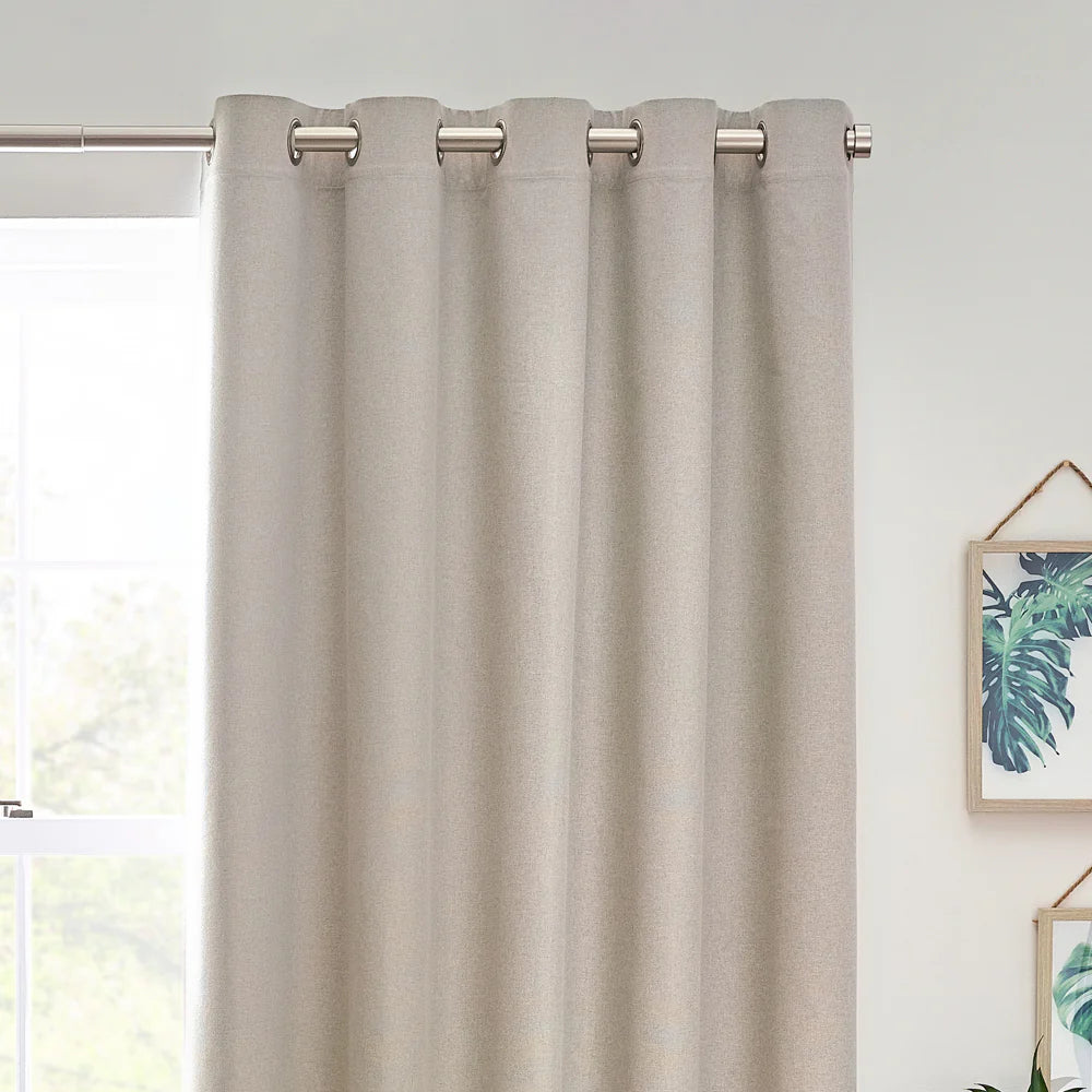 Furn Dawn Textured Blackout Eyelet Curtains Linen