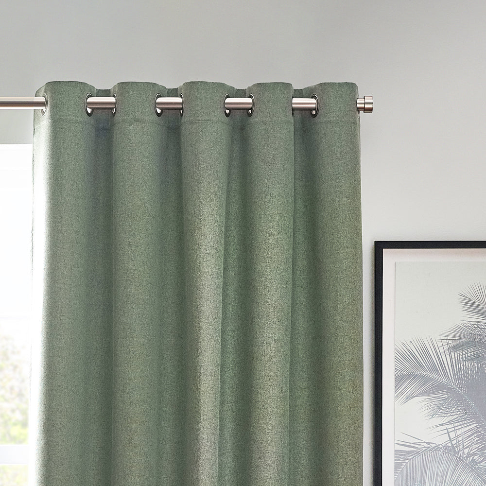 Furn Dawn Textured Blackout Eyelet Curtains Eucalyptus