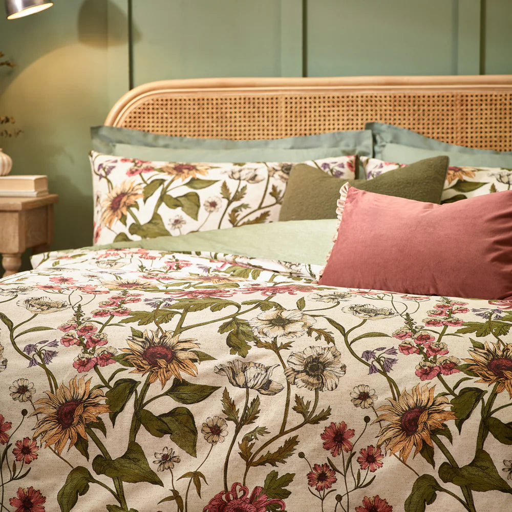Wylder Nature Wallflower Botanical Duvet Cover Set Celadon Natural