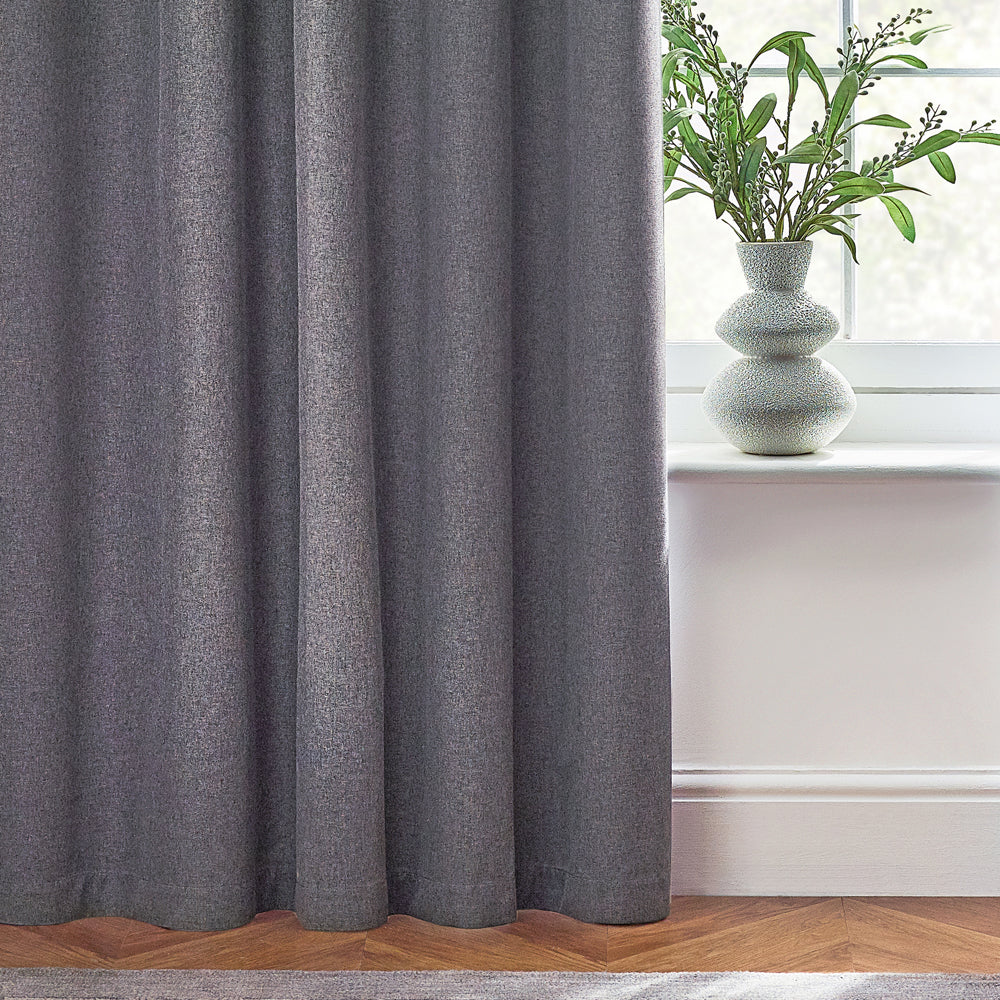 Furn Dawn Textured Blackout Eyelet Curtains Charcoal
