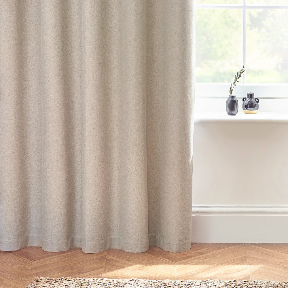 Furn Dawn Textured Blackout Eyelet Curtains Linen