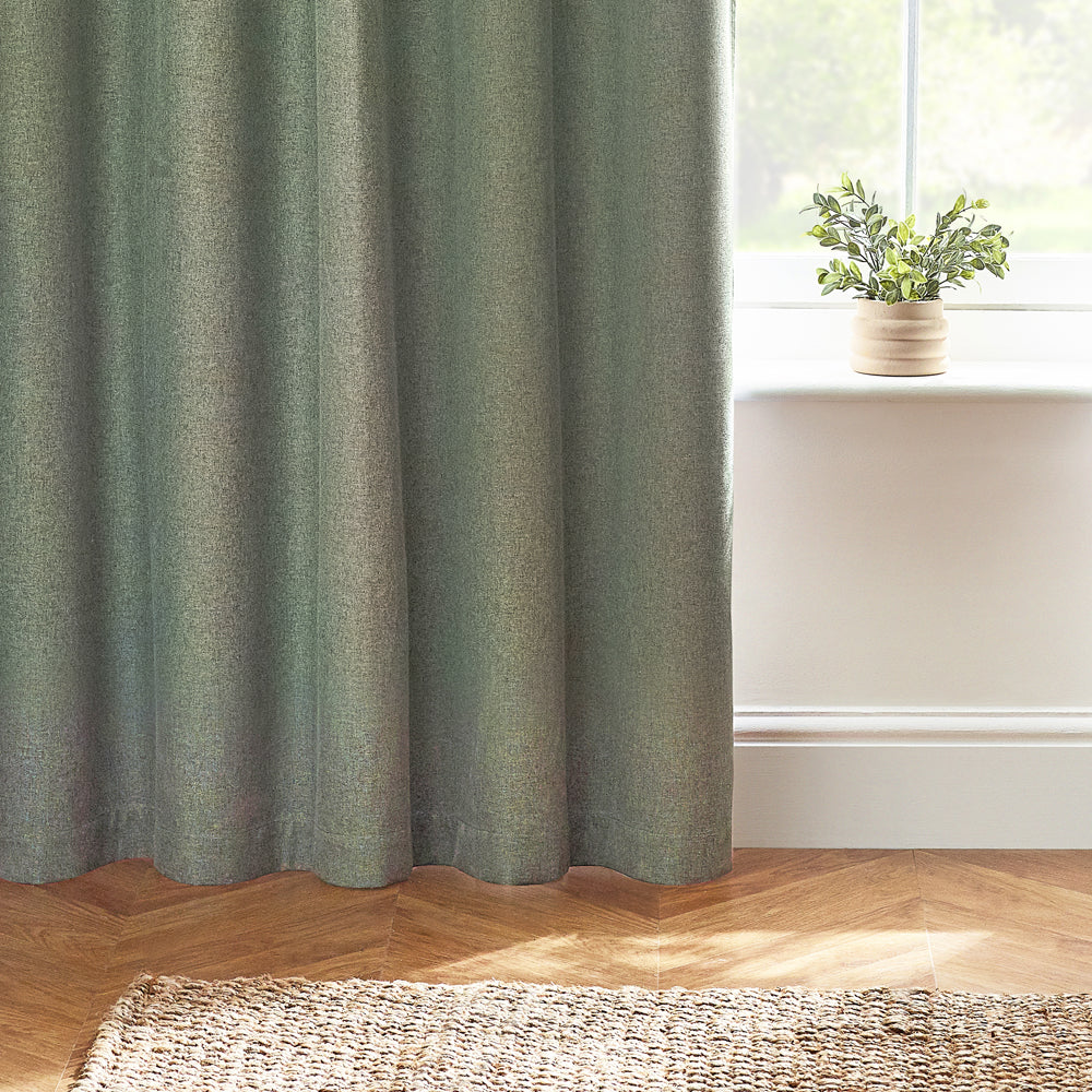 Furn Dawn Textured Blackout Eyelet Curtains Eucalyptus