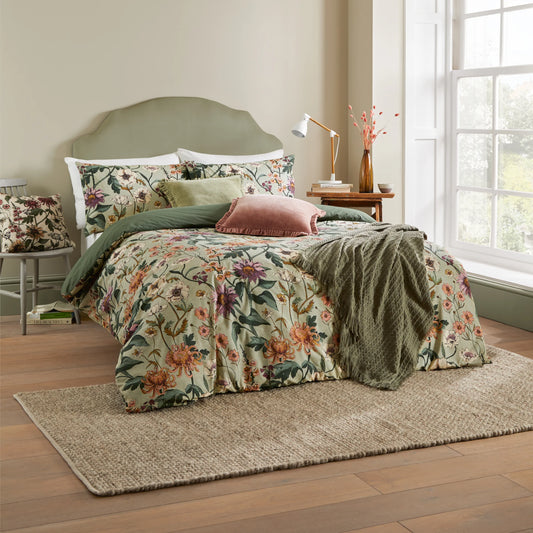 Wylder Nature Wallflower Botanical Duvet Cover Set Celadon Green