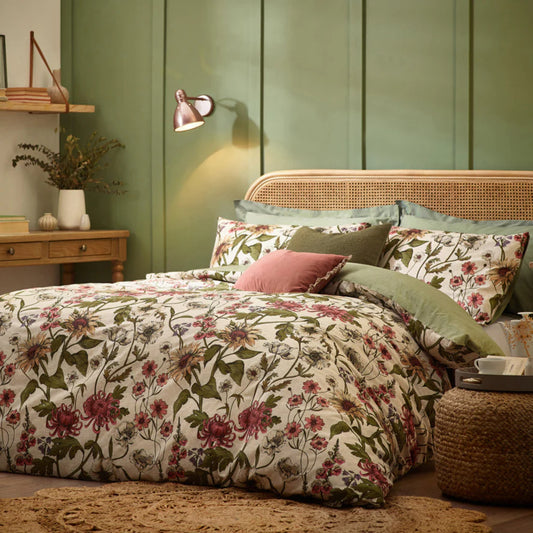Wylder Nature Wallflower Botanical Duvet Cover Set Celadon Natural