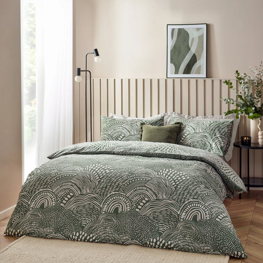 HÖEM Nola Abstract Duvet Cover Set Olive
