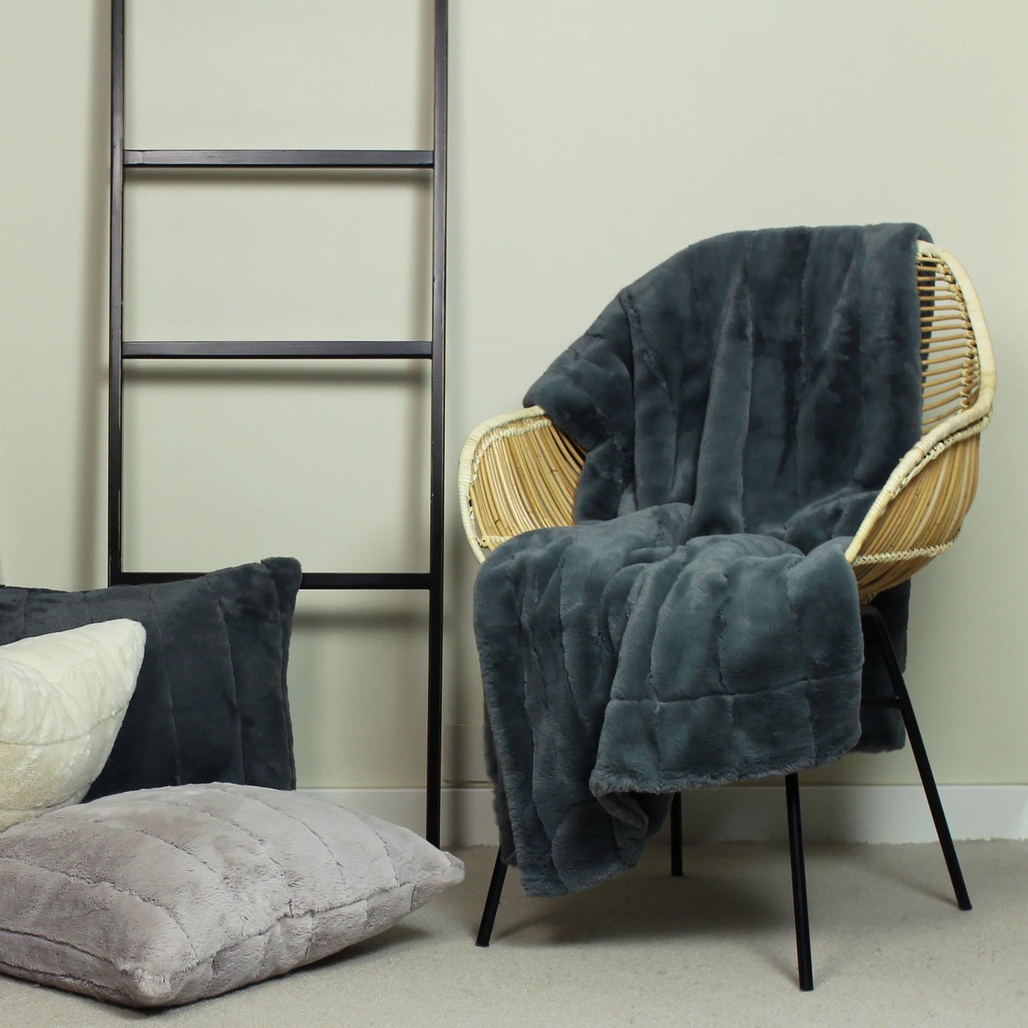 Empress Faux Fur Throw Charcoal