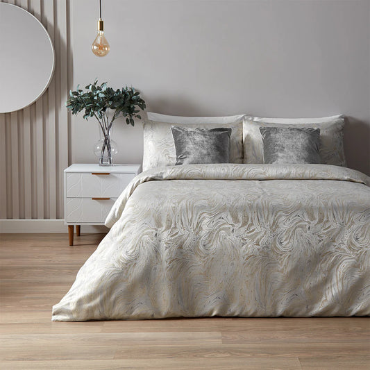 Paoletti Marble Jacquard Duvet Cover Set Oyster