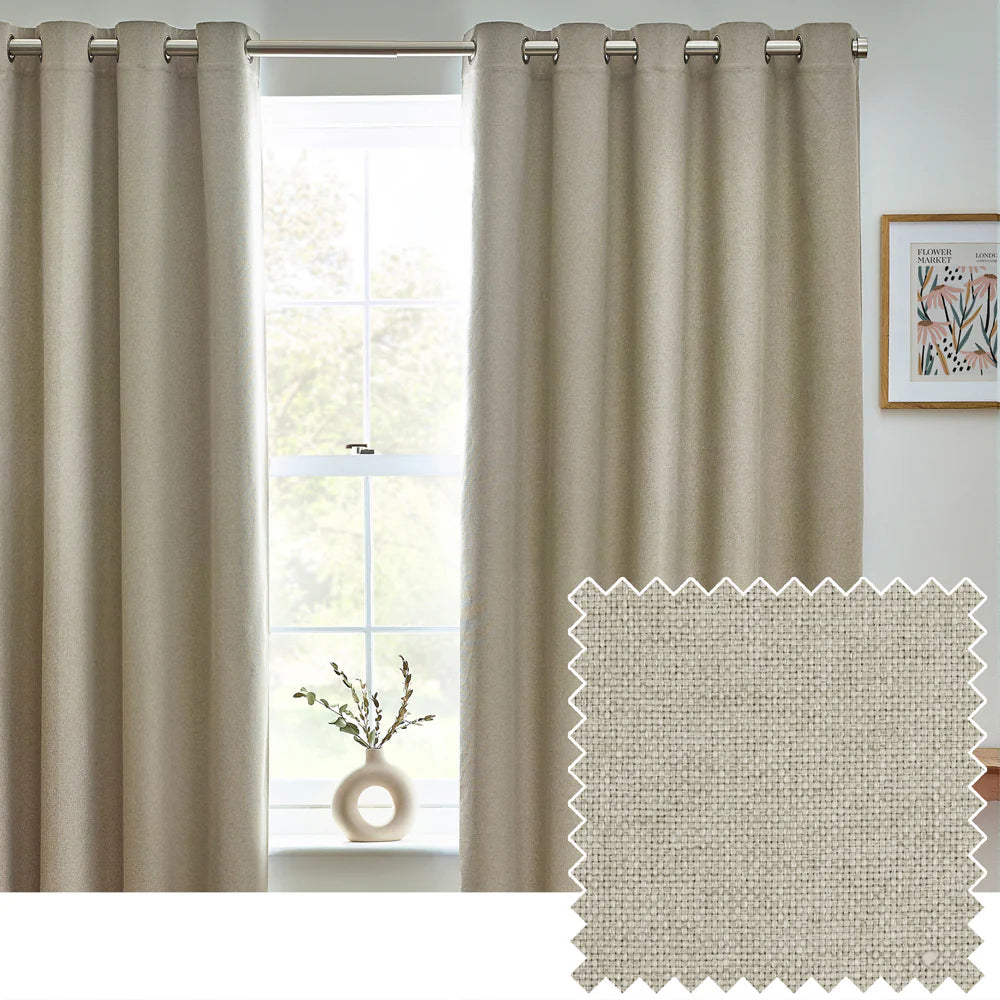 Furn Dawn Textured Blackout Eyelet Curtains Natural