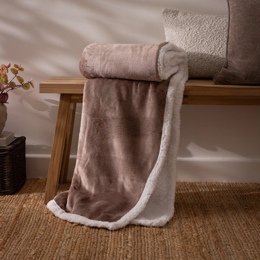 Lux Sherpa Fleece Throw Mocha