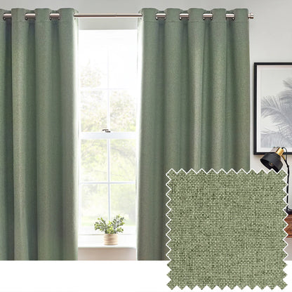 Furn Dawn Textured Blackout Eyelet Curtains Eucalyptus