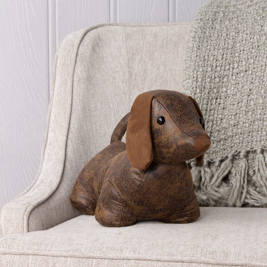 Dexter Daschund Dog Door Stop Brown