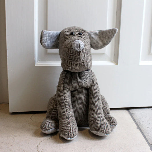 Herringbone Dog Novelty Door Stop Mocha