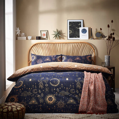 Furn Constellation Celestial Duvet Cover Set Gold Navy