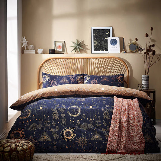 Furn Constellation Celestial Duvet Cover Set Gold Navy