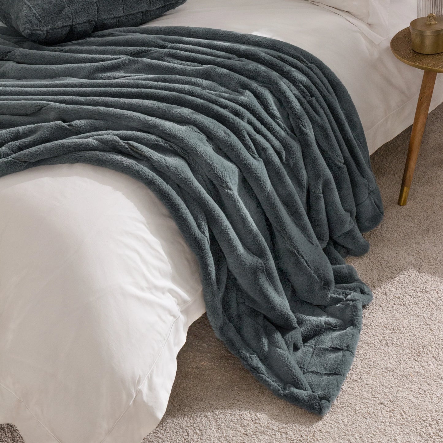 Empress Faux Fur Throw Charcoal