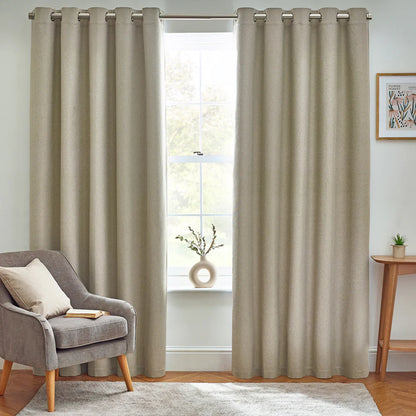 Furn Dawn Textured Blackout Eyelet Curtains Natural