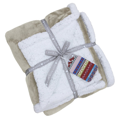 Lux Sherpa Fleece Throw Natural