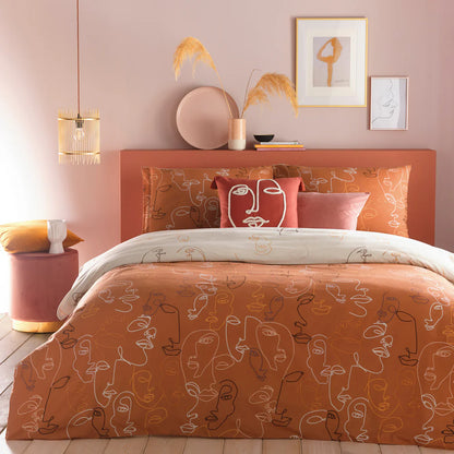 Kindred Abstract Faces Duvet Covet Set Apricot