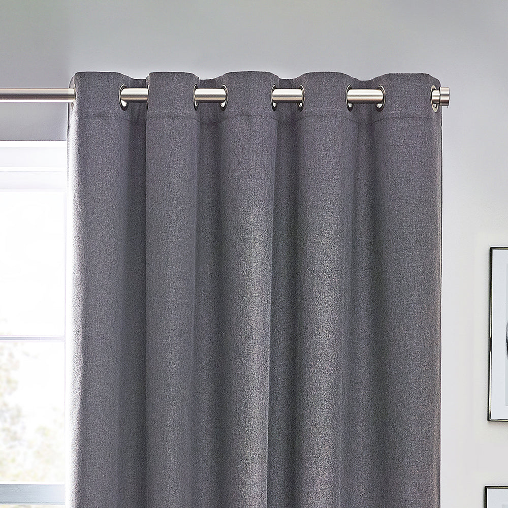 Furn Dawn Textured Blackout Eyelet Curtains Charcoal