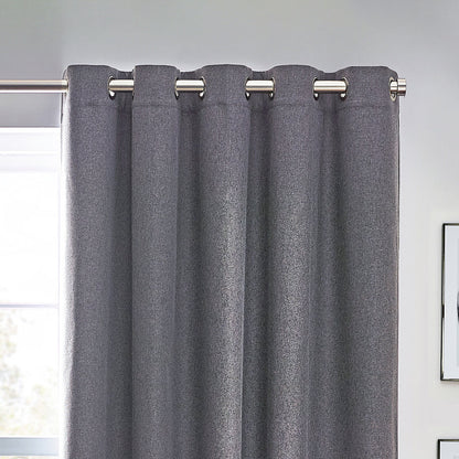 Furn Dawn Textured Blackout Eyelet Curtains Charcoal