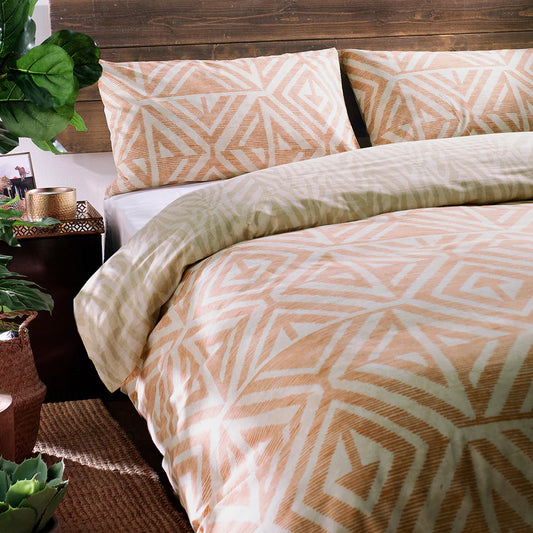 Furn Tanza Global Geometric Duvet Cover Set Terracotta