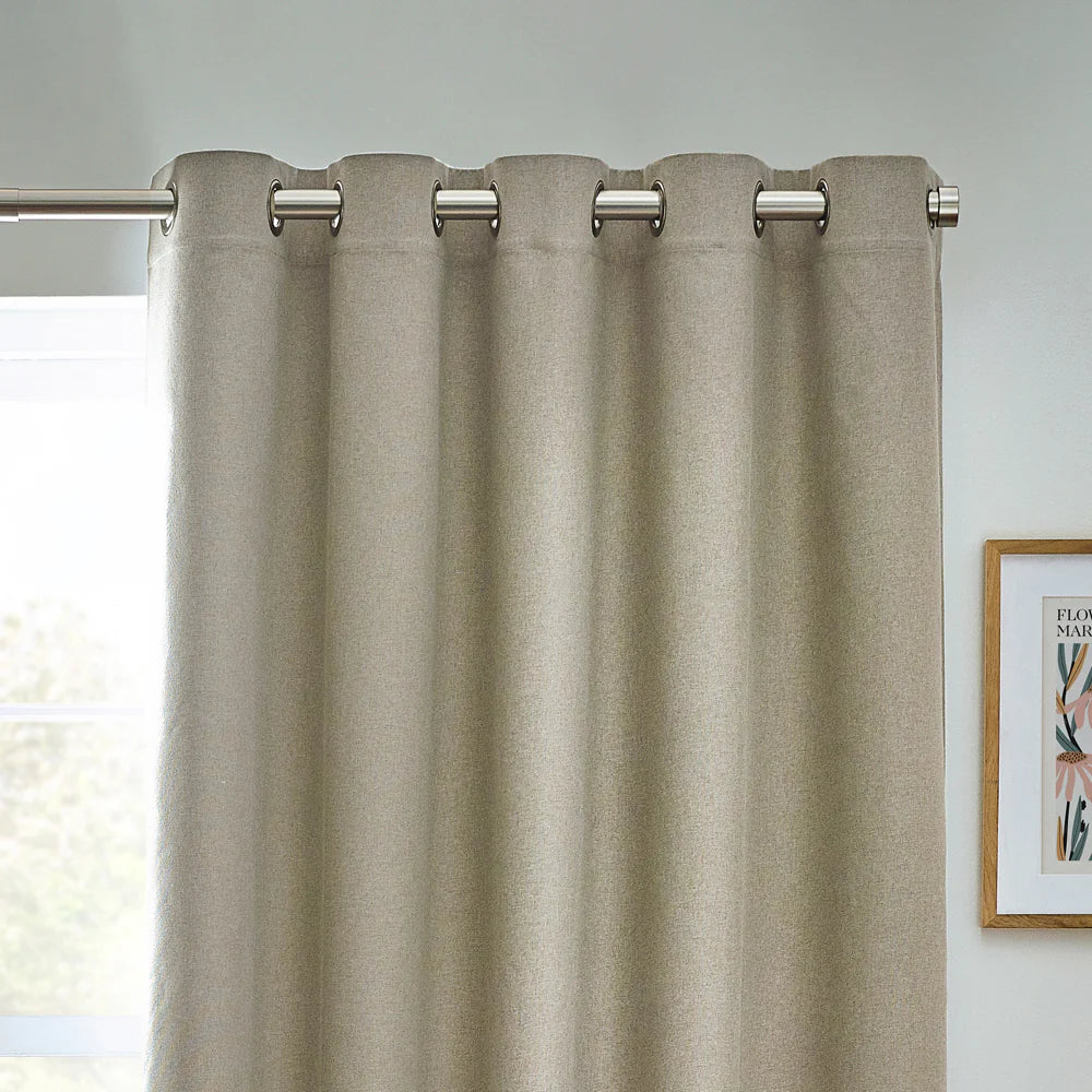 Furn Dawn Textured Blackout Eyelet Curtains Natural